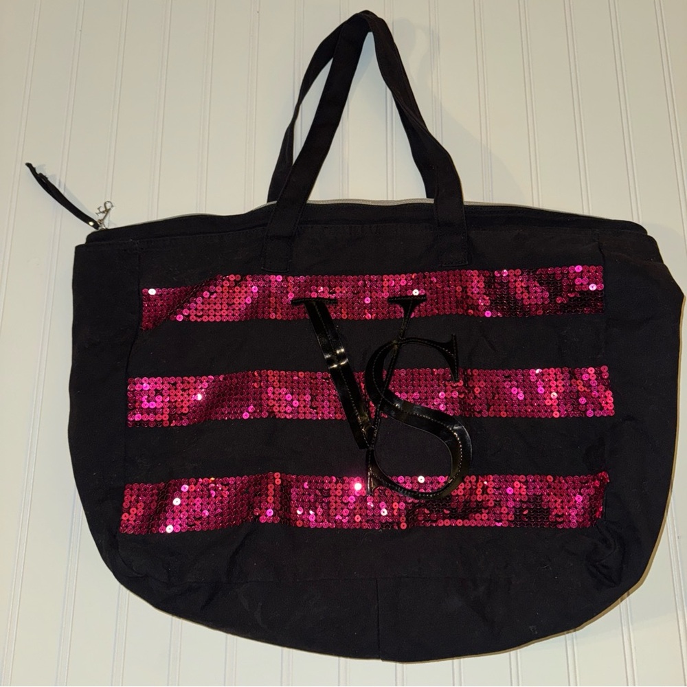 Victoria's Secret Glamorous Black and Pink Tote